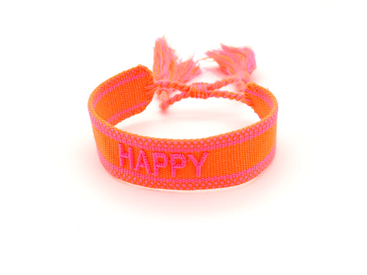 Stoffarmband edel gewebt im Boho Style "Happy"